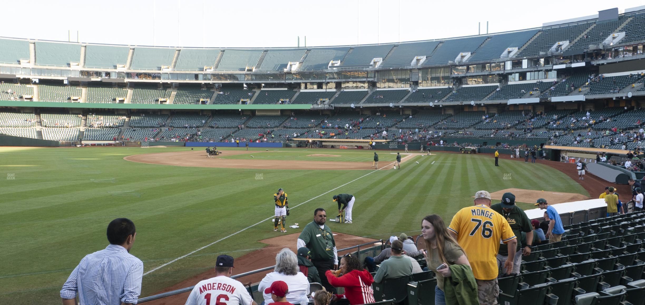 Seating view for Oakland Coliseum Section Front 130