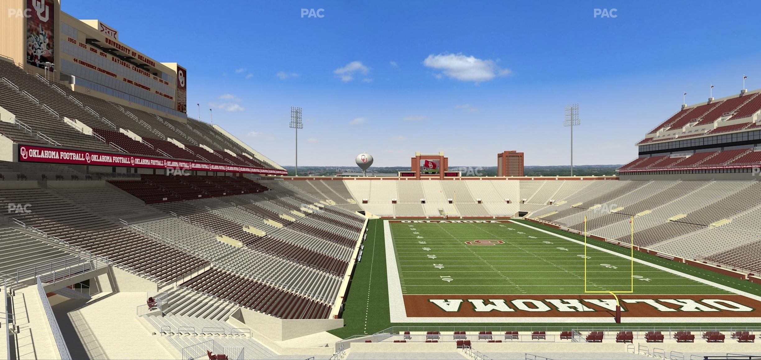 Seating view for Gaylord Family Oklahoma Memorial Stadium Section Loge 46