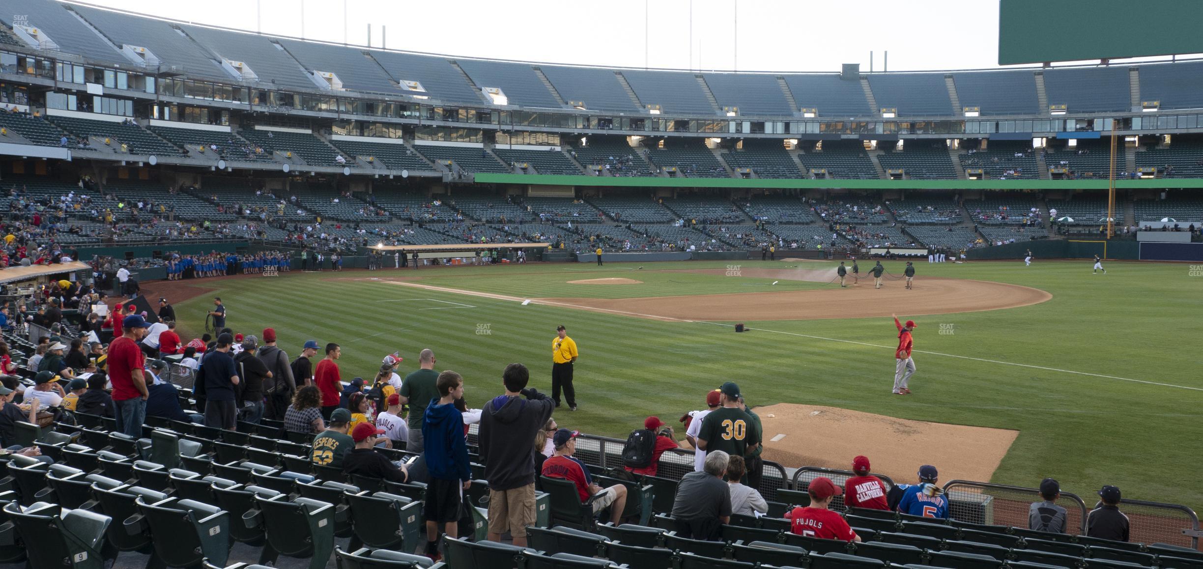 Seating view for Oakland Coliseum Section Front 107