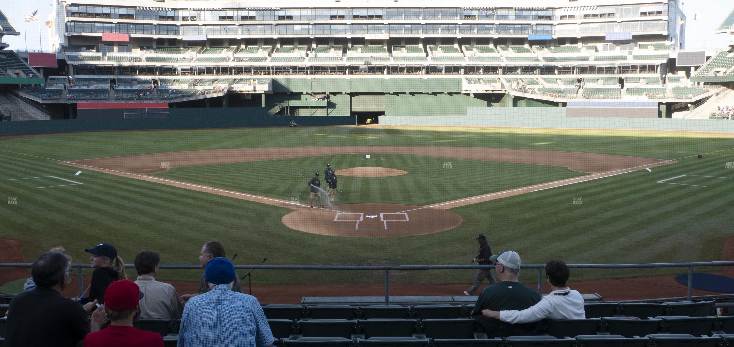 Seating view for Oakland Coliseum Section Front 117