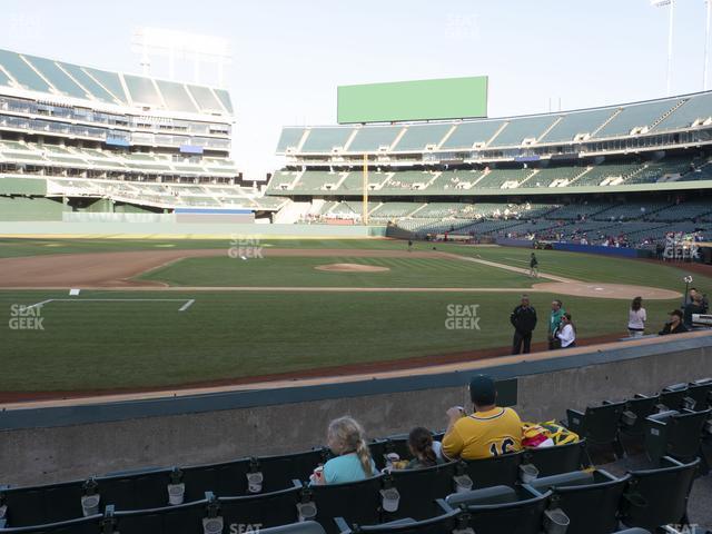 Seating view for Oakland Coliseum Section Front 121