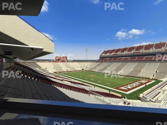 Seating view for Gaylord Family Oklahoma Memorial Stadium Section Loge 51