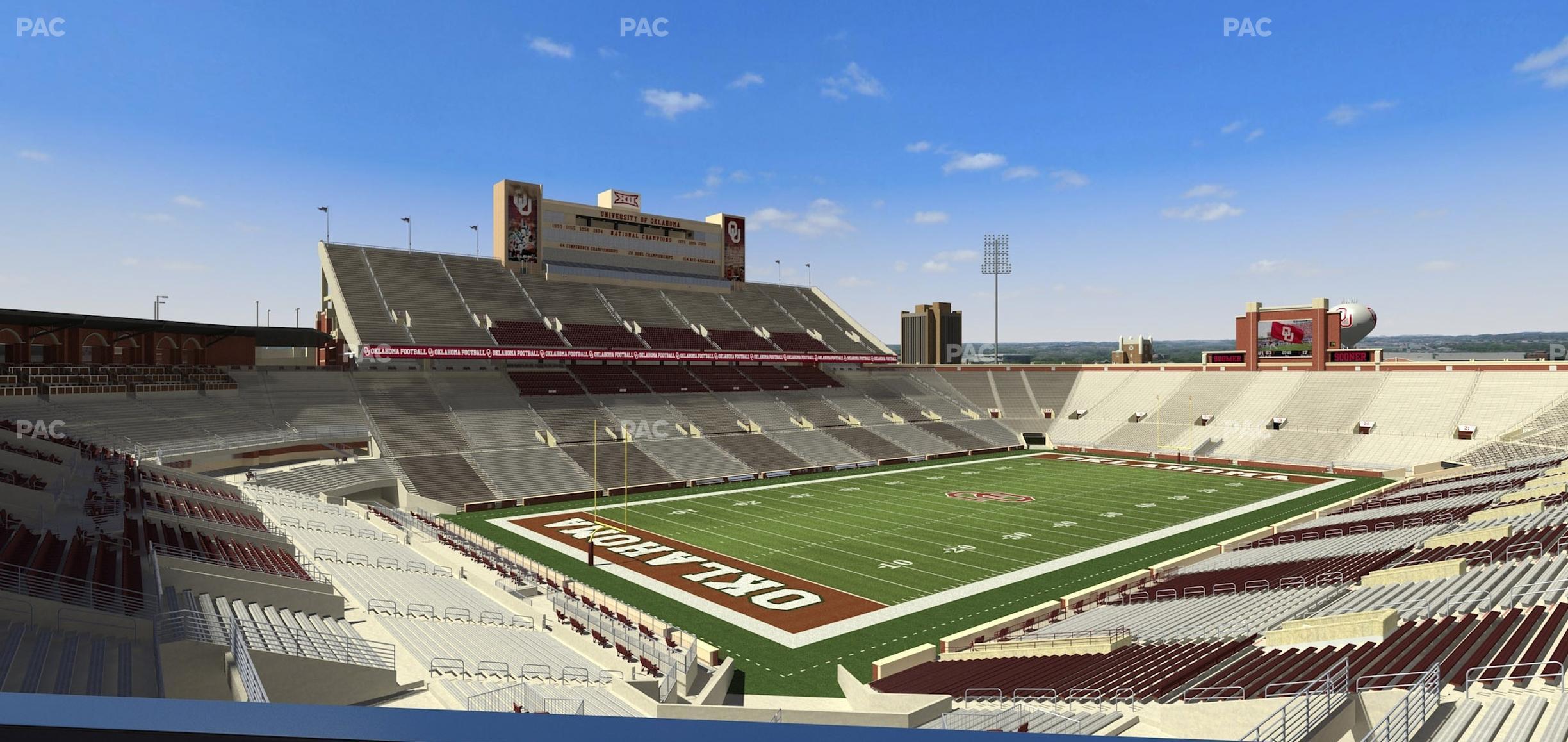 Seating view for Gaylord Family Oklahoma Memorial Stadium Section Loge 38