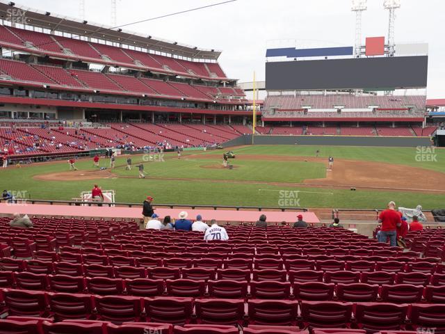 Seating view for Great American Ball Park Section Dugout Box 130