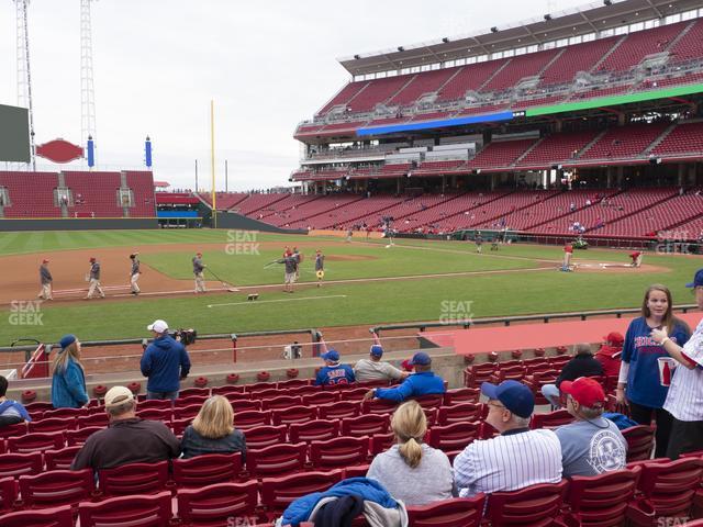 Seating view for Great American Ball Park Section Dugout Box 116