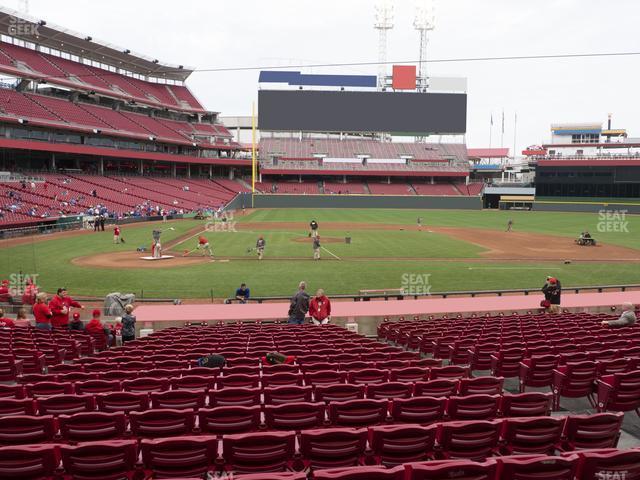 Seating view for Great American Ball Park Section Dugout Box 128