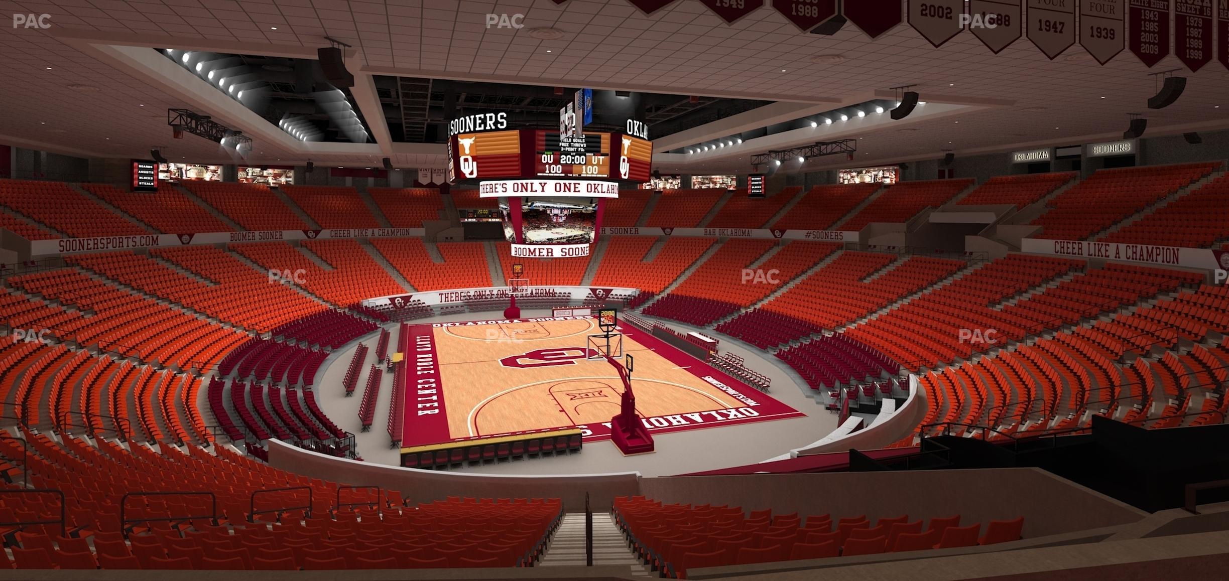 Seating view for Lloyd Noble Center Section 201