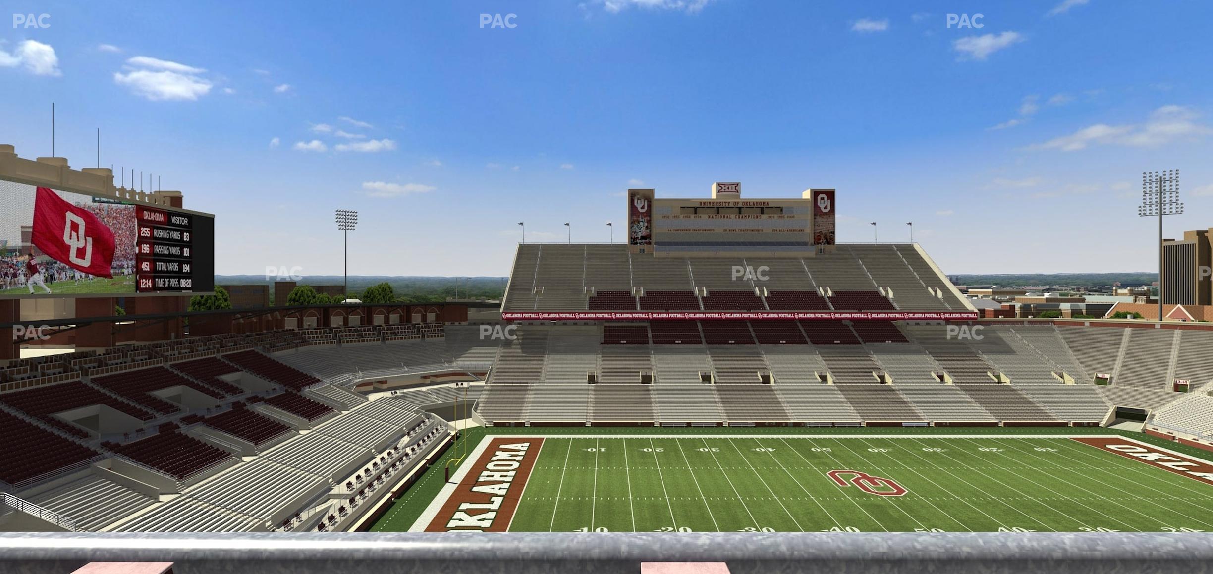 Seating view for Gaylord Family Oklahoma Memorial Stadium Section 133