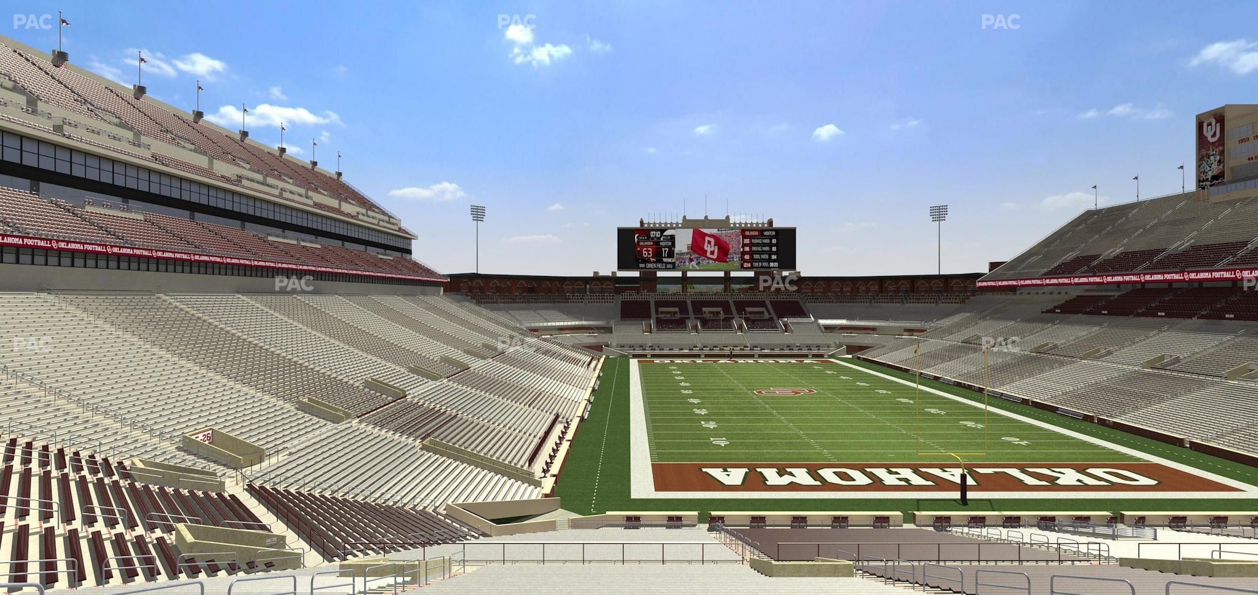 Seating view for Gaylord Family Oklahoma Memorial Stadium Section 20