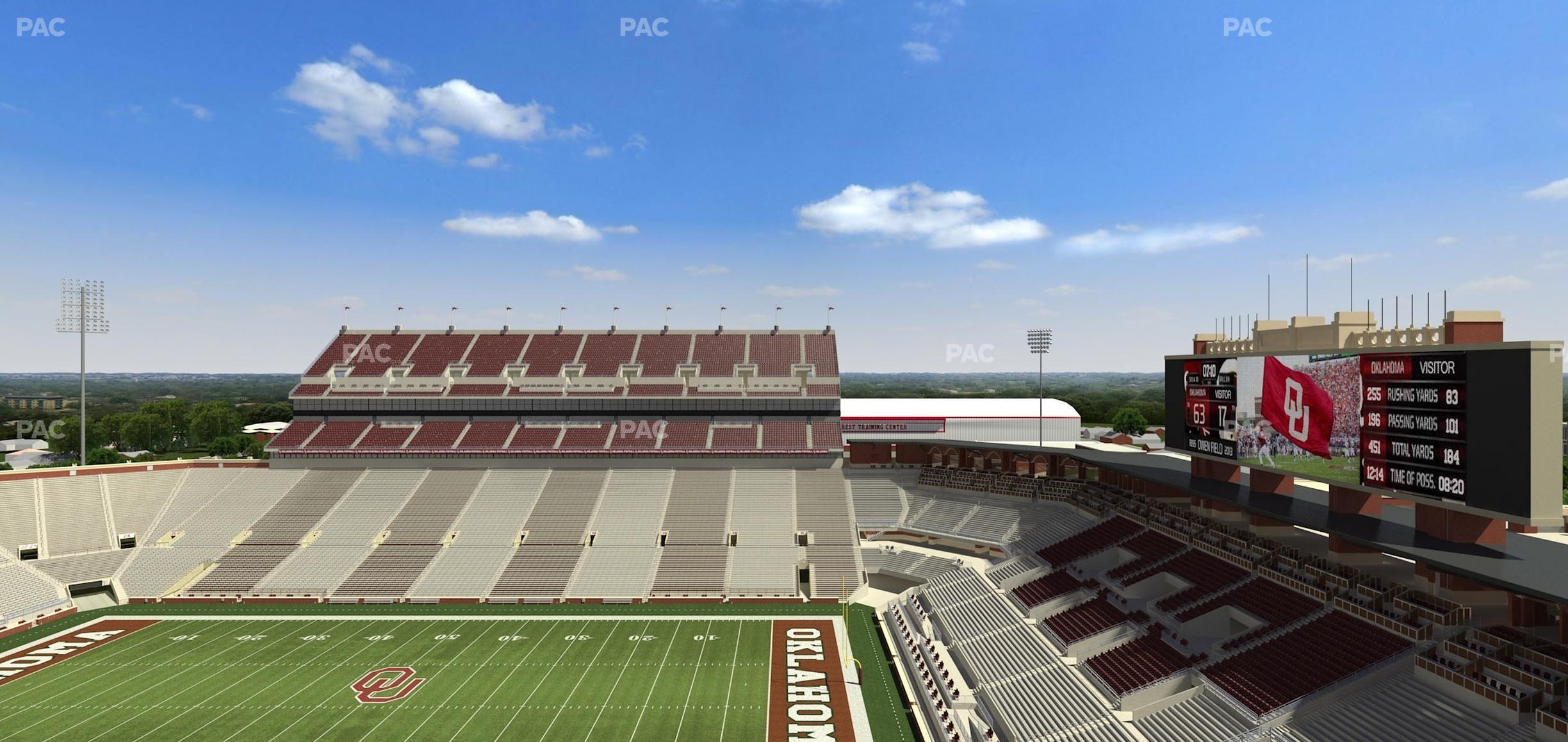 Seating view for Gaylord Family Oklahoma Memorial Stadium Section 102