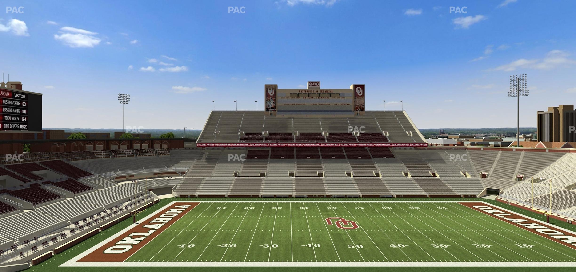 Seating view for Gaylord Family Oklahoma Memorial Stadium Section 131