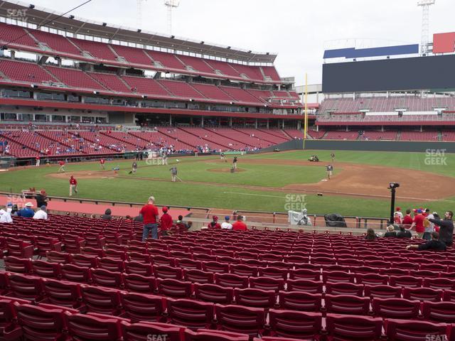 Seating view for Great American Ball Park Section Dugout Box 131