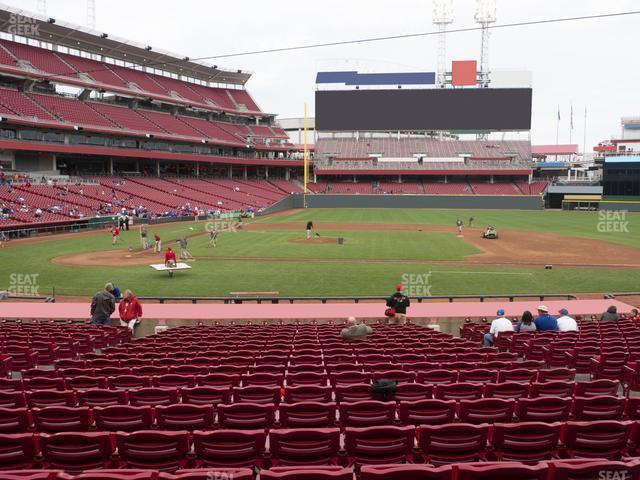 Seating view for Great American Ball Park Section Dugout Box 129