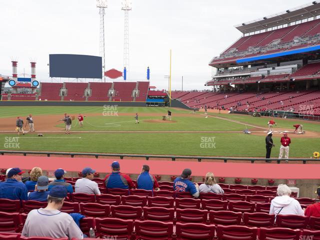 Seating view for Great American Ball Park Section Dugout Box 118