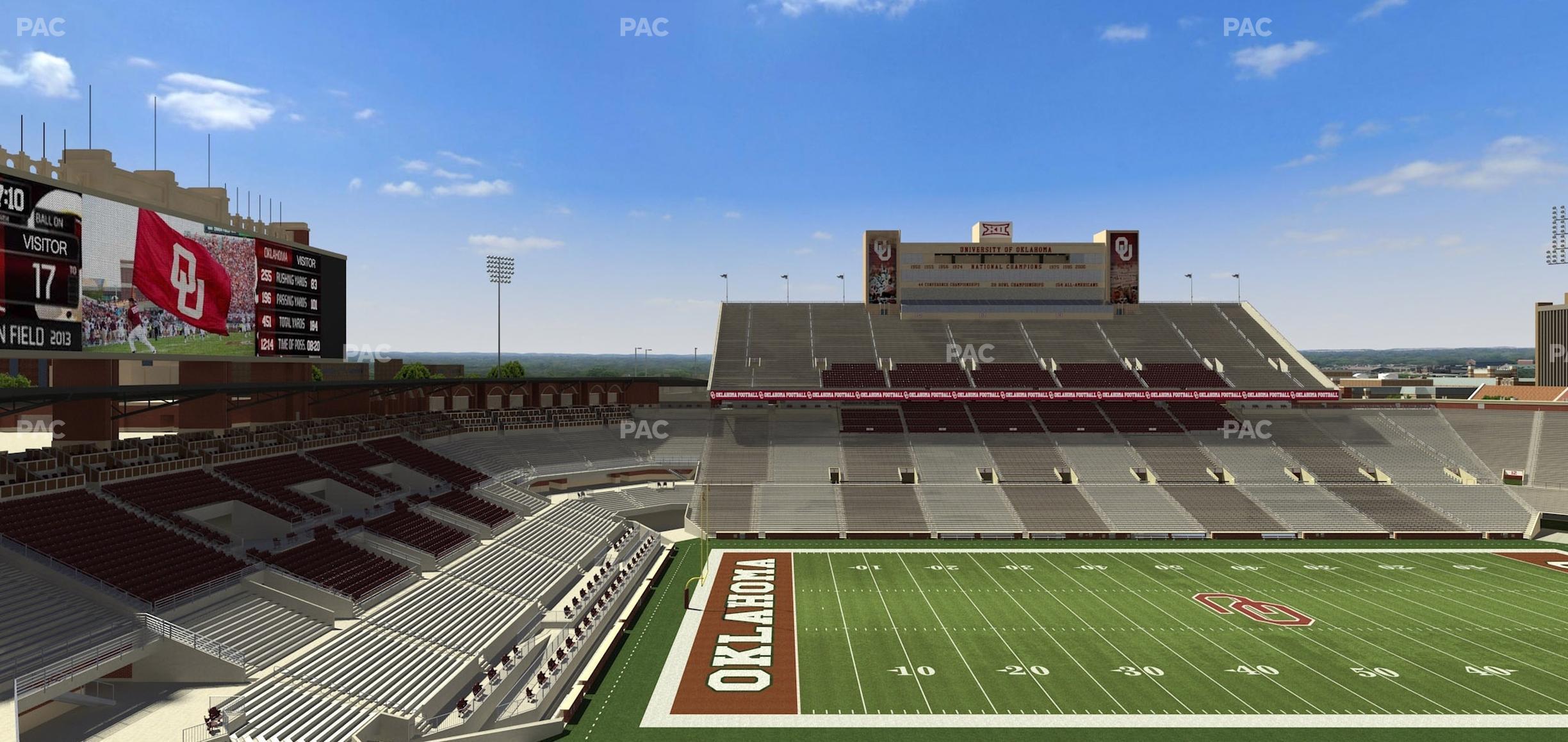 Seating view for Gaylord Family Oklahoma Memorial Stadium Section 134