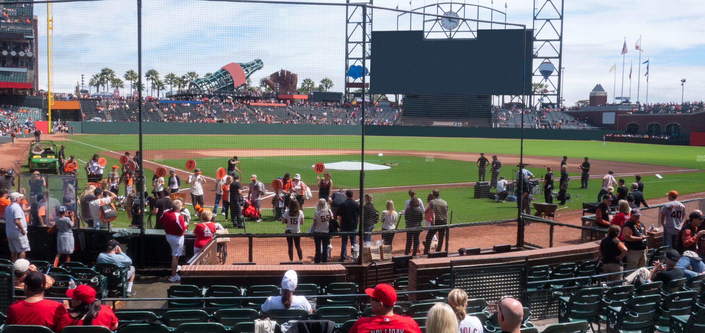 Seating view for Oracle Park Section Premium Lower Box 113