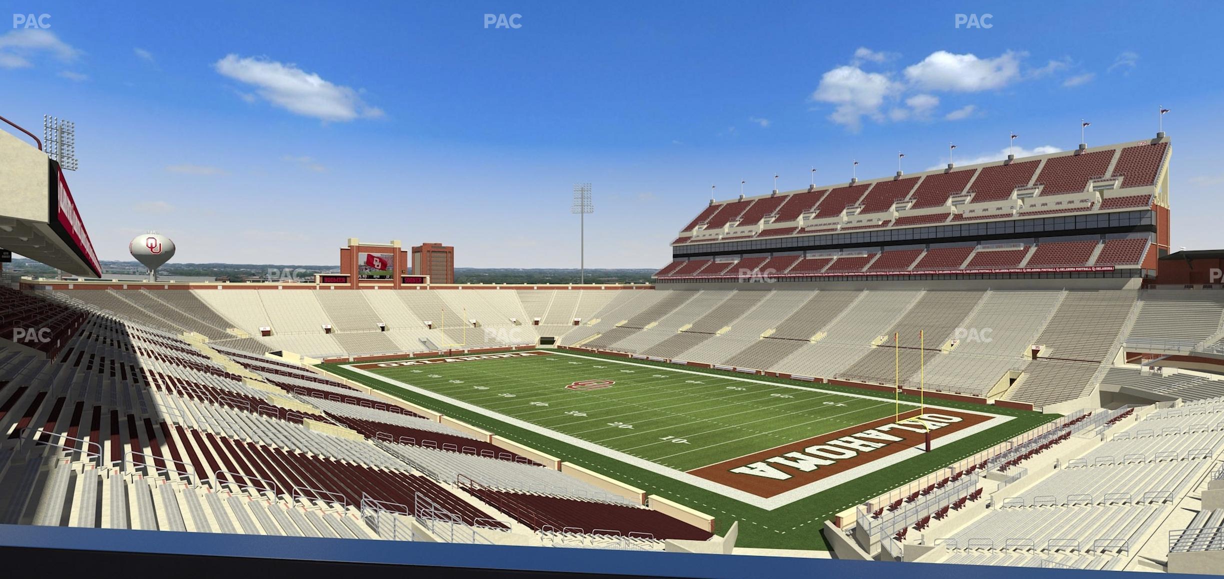 Seating view for Gaylord Family Oklahoma Memorial Stadium Section Loge 50