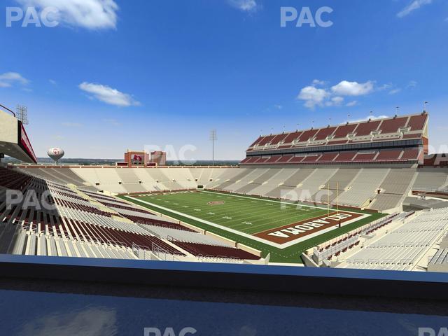 Seating view for Gaylord Family Oklahoma Memorial Stadium Section Loge 50