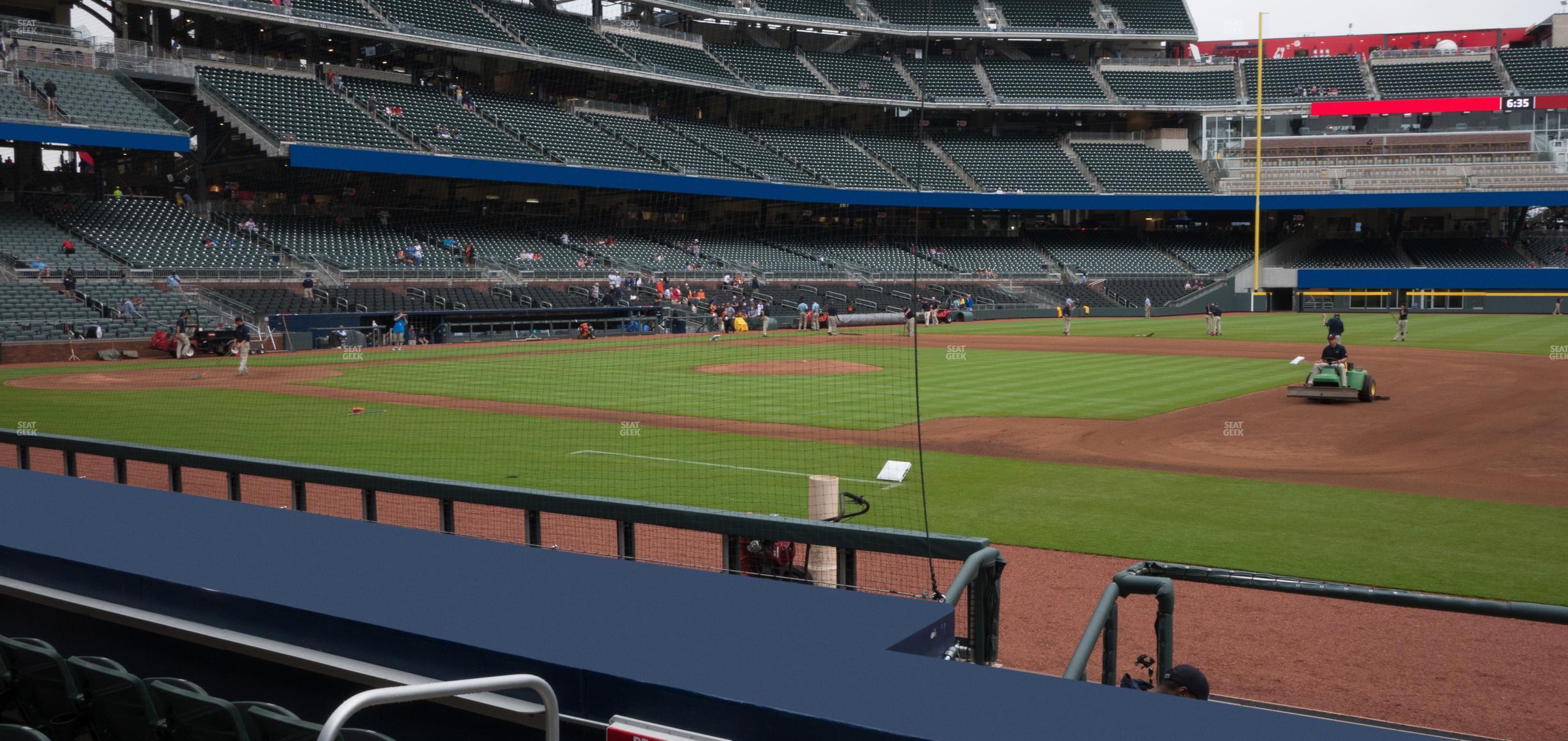 Seating view for Truist Park Section Dugout Infield 17