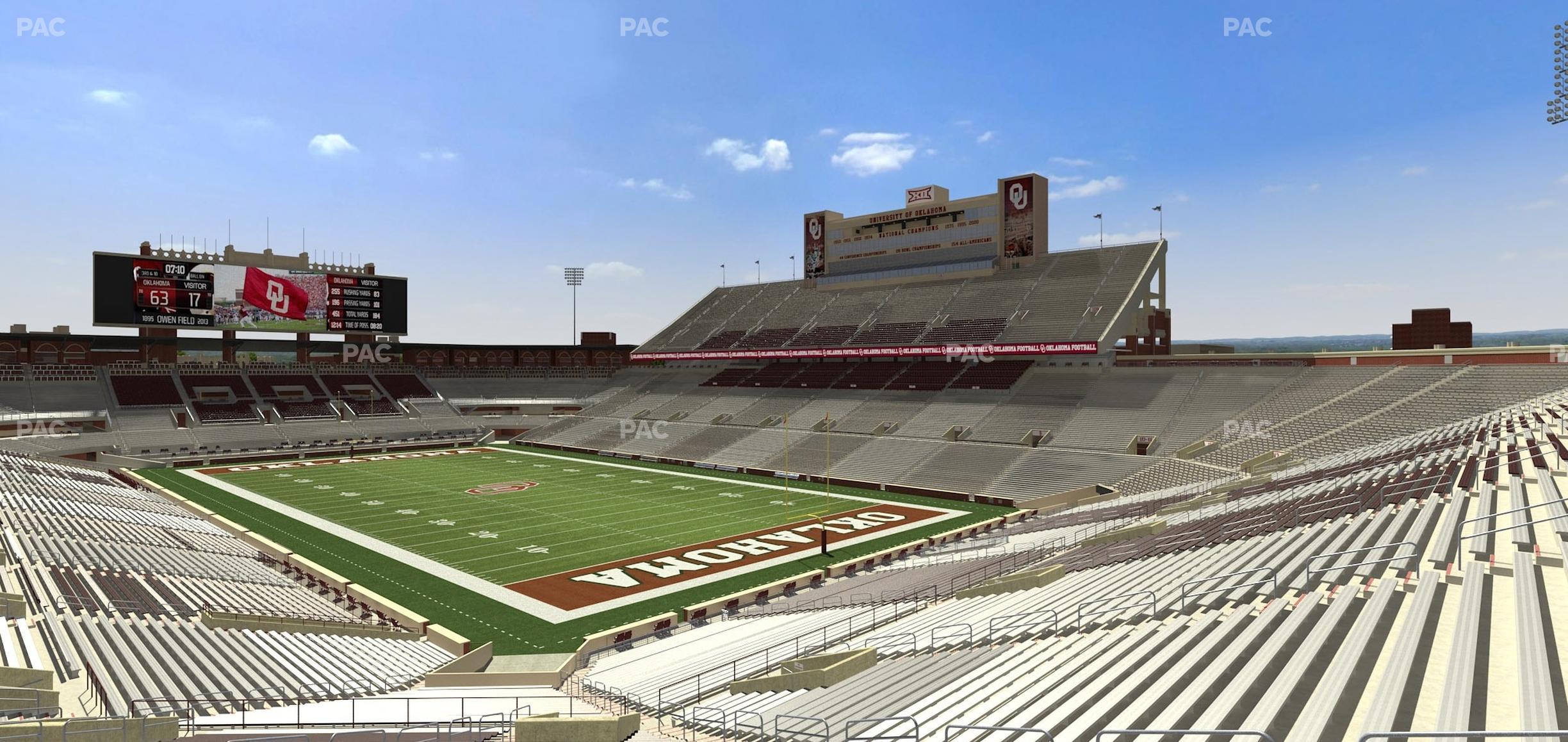 Seating view for Gaylord Family Oklahoma Memorial Stadium Section 22