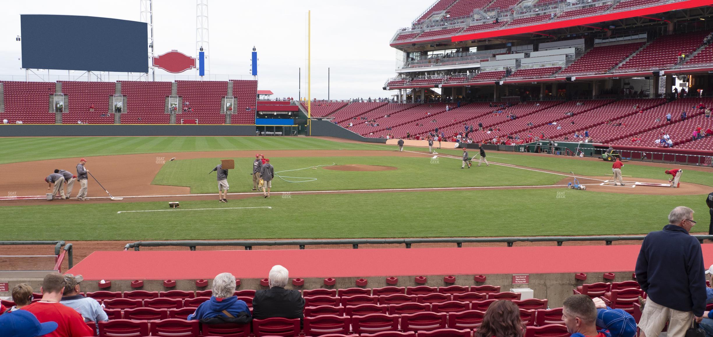 Seating view for Great American Ball Park Section Dugout Box 117